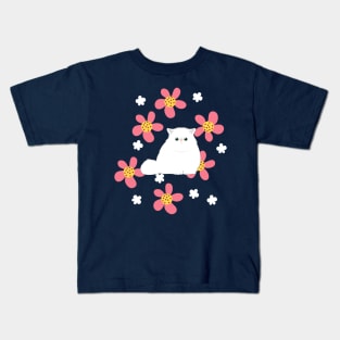 Persian Kitten and Flowers Kids T-Shirt